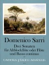 SARRI 3 Sonaten für Altblockflöte (Flöte) und Bc.